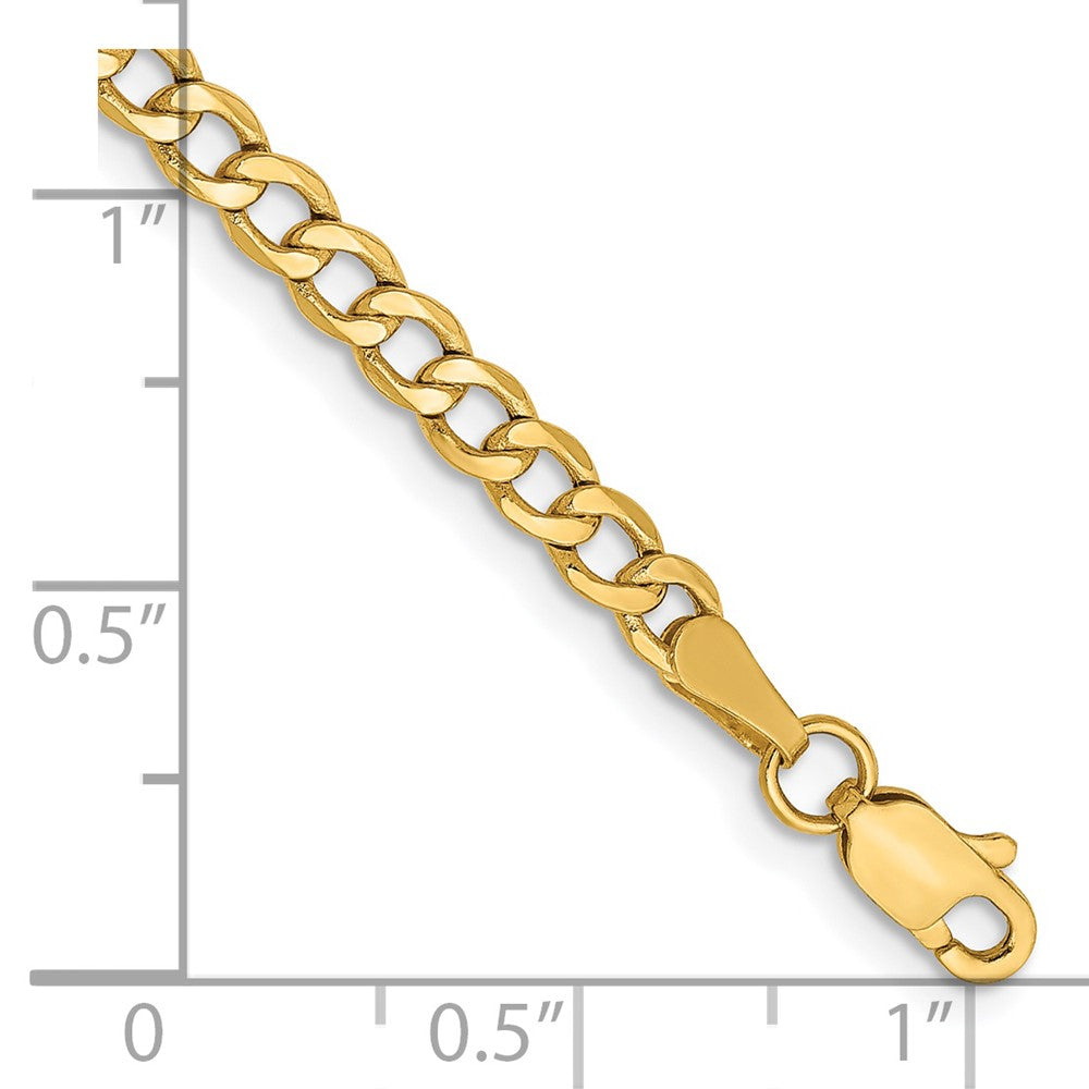 14k 3.35mm Semi-Solid Curb Chain Bracelet (1.76 grams)