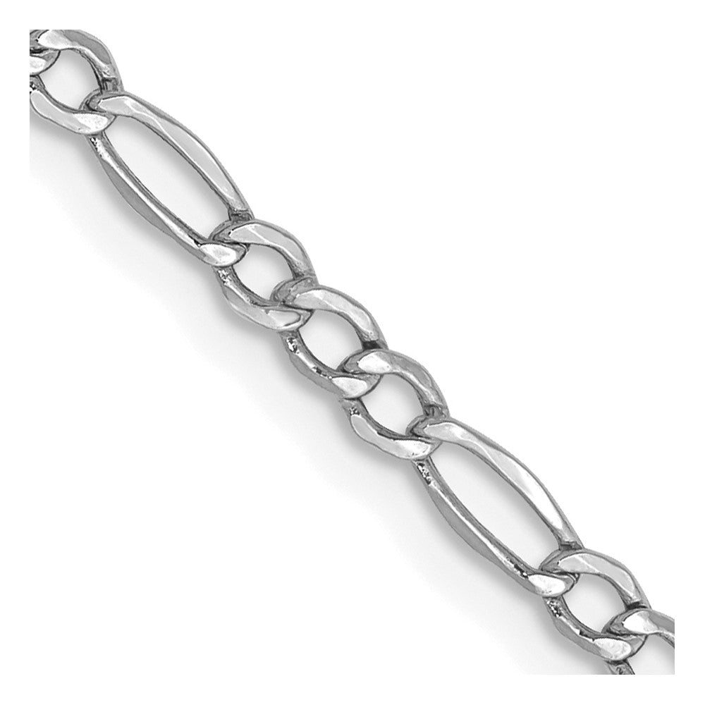 14k WG 2.5mm Semi-Solid Figaro Chain (1.88 grams)