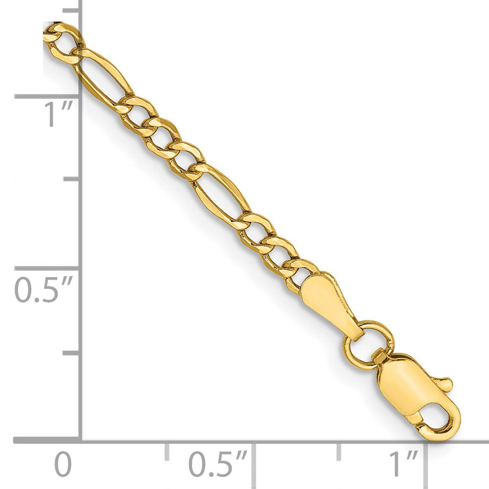 14k 2.5mm Semi-Solid Figaro Chain Bracelet (1.07 grams)