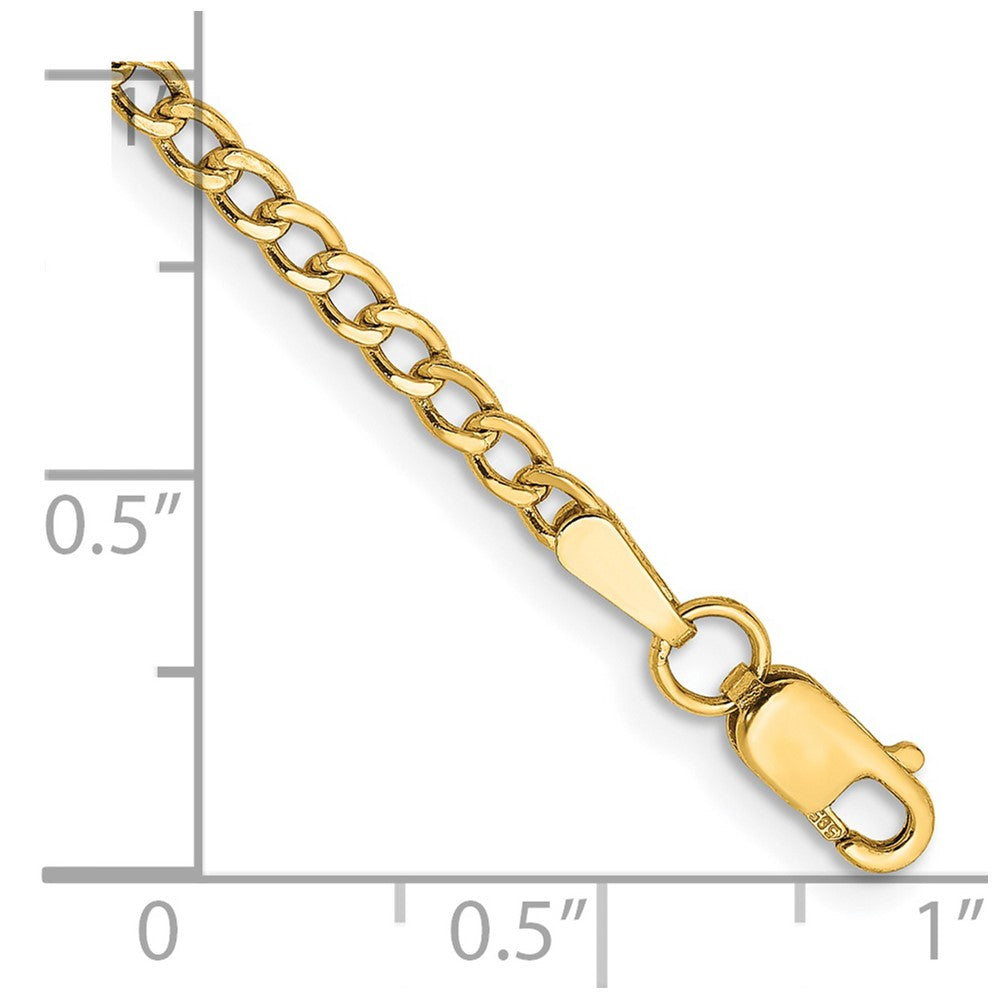 14k 2.5mm Semi-Solid Curb Chain Bracelet (1.10 grams)