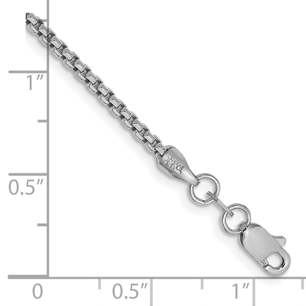 14k WG 1.75mm Semi-Solid Round Box Chain Bracelet (1.63 grams)