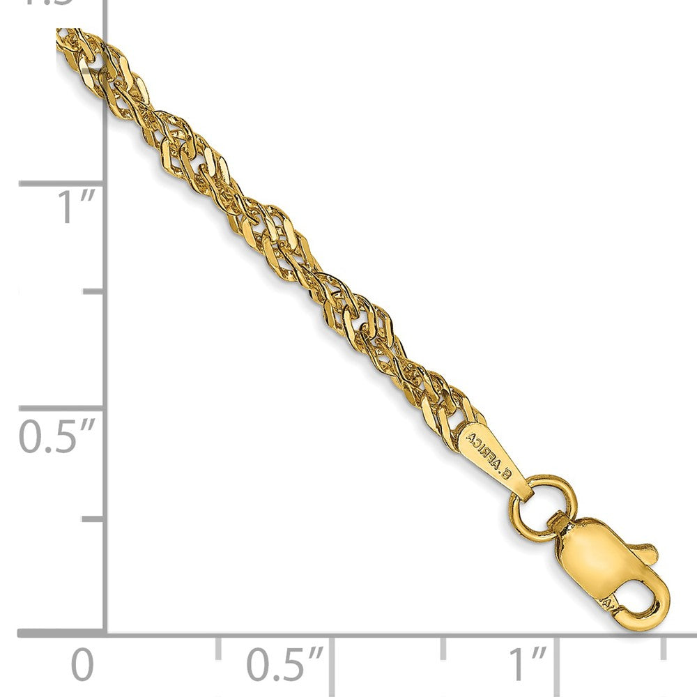 14k 2.75mm Lightweight Singapore Chain Bracelet (1.58 grams)
