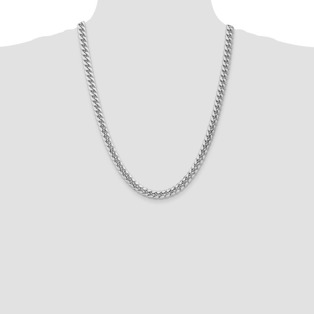 14k WG 7.3mm Semi-Solid Miami Cuban Chain (26.84 grams)