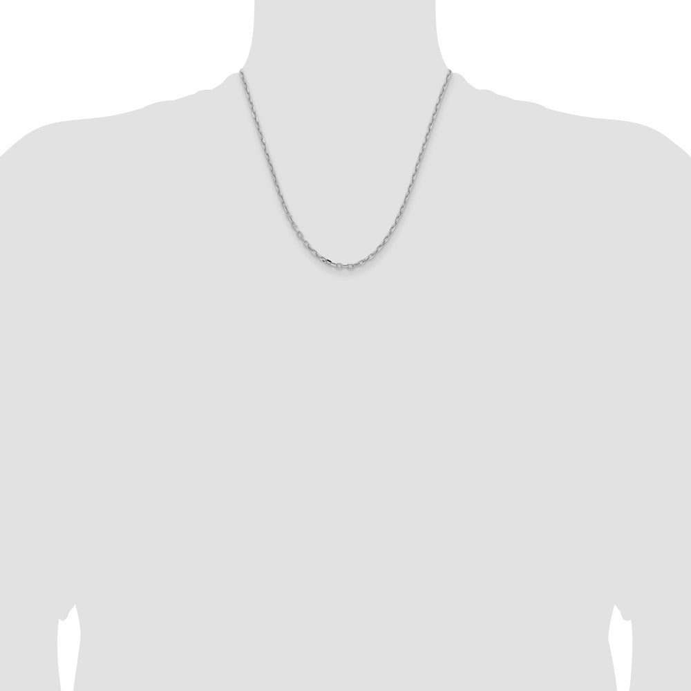 14k White Gold 3mm Semi-solid D/C Open Link Cable Chain (4.30 grams)