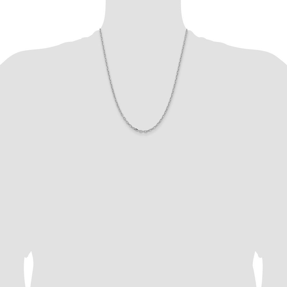 14k White Gold 3mm Semi-solid D/C Open Link Cable Chain (4.30 grams)