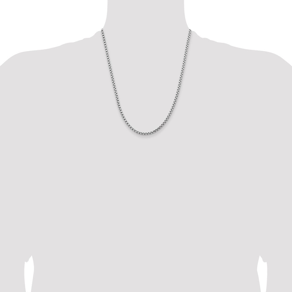 14k WG 3.6mm Semi-Solid Round Box Chain (11.54 grams)