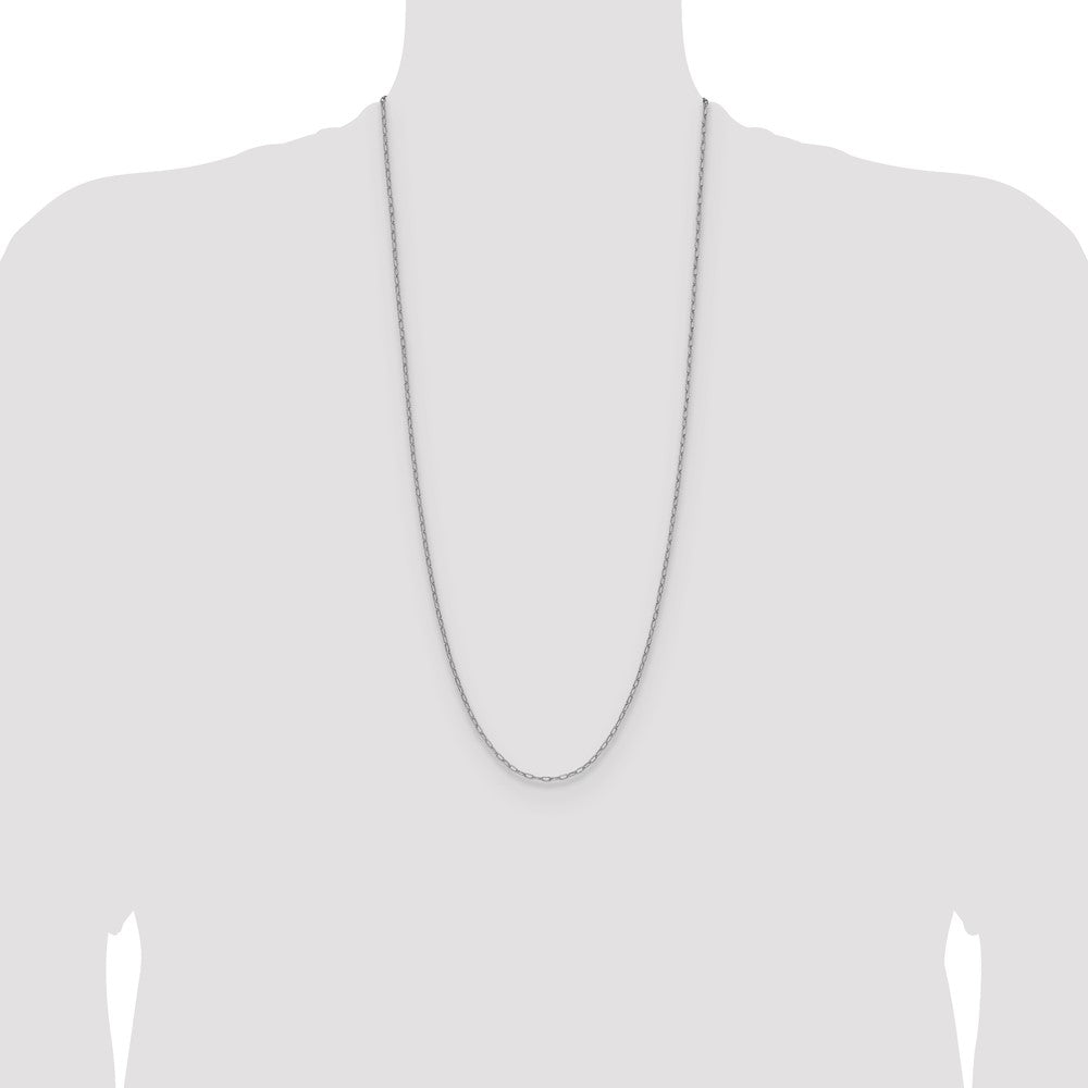 14k White Gold 2.2mm Semi-Solid Beveled Paperclip Chain (1.86 grams)