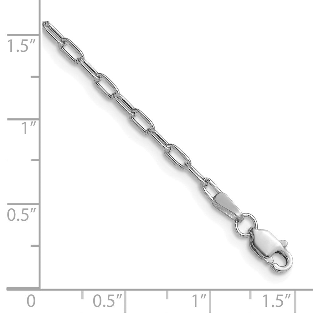 14k White Gold 2.2mm Semi-Solid Beveled Paperclip Chain Bracelet (1.08 grams)