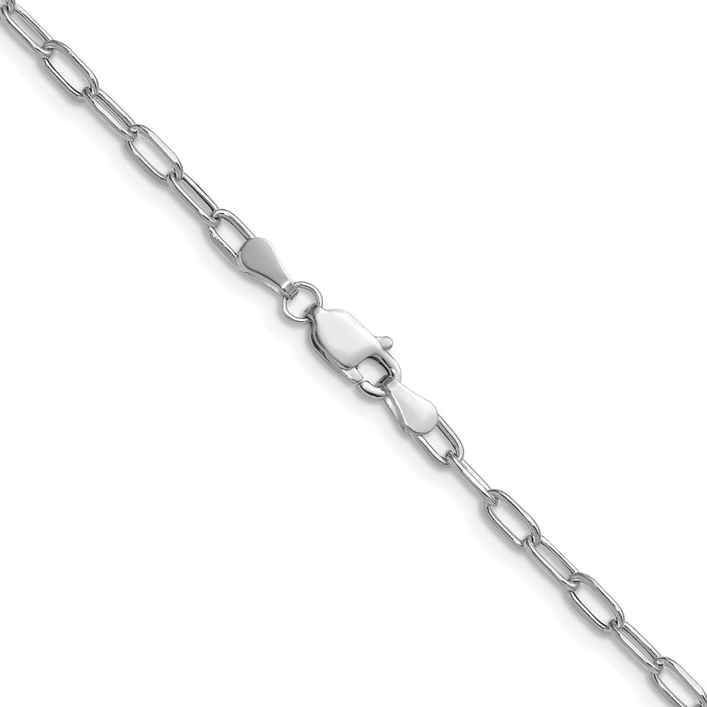 14k White Gold 3.0mm Semi-Solid Beveled Paperclip Chain Bracelet (1.68 grams)