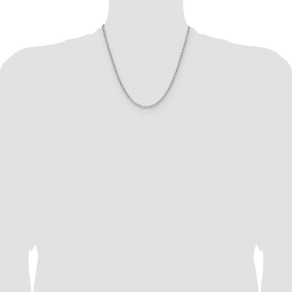 14k White Gold 3.0mm Semi-Solid Beveled Paperclip Chain (3.04 grams)