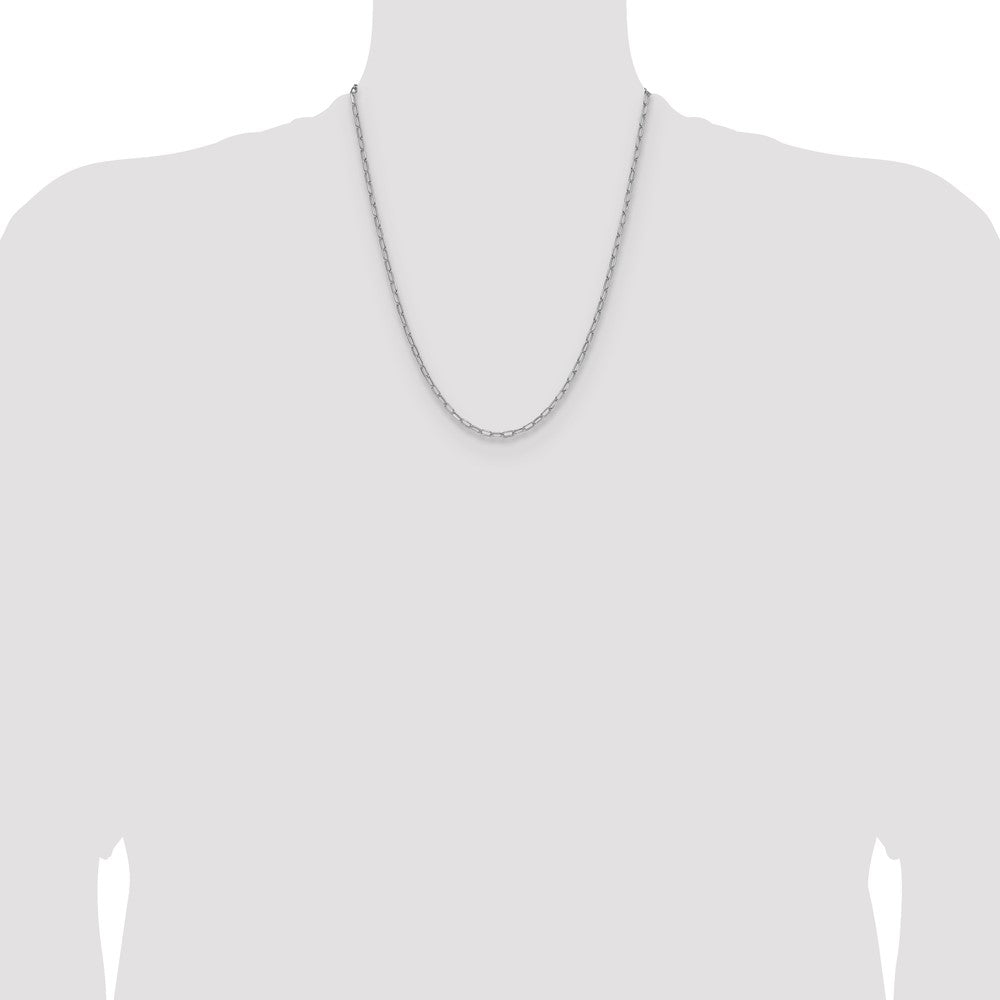 14k White Gold 3.0mm Semi-Solid Beveled Paperclip Chain (3.04 grams)