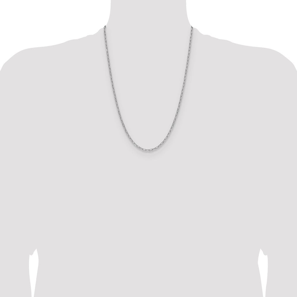 14k White Gold 3.0mm Semi-Solid Beveled Paperclip Chain (3.04 grams)