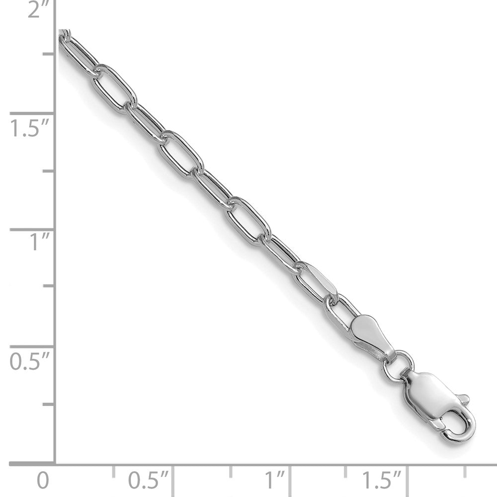 14k White Gold 3.0mm Semi-Solid Beveled Paperclip Chain Bracelet (1.68 grams)