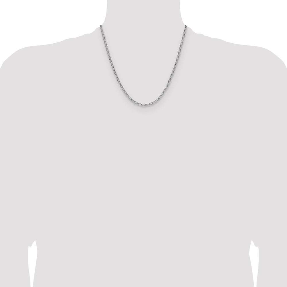 14k White Gold 3.7mm Semi-Solid Beveled Paperclip Chain (4.38 grams)