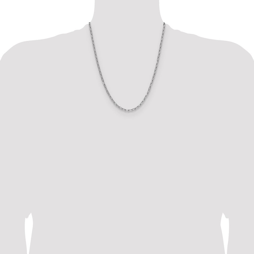 14k White Gold 3.7mm Semi-Solid Beveled Paperclip Chain (4.38 grams)