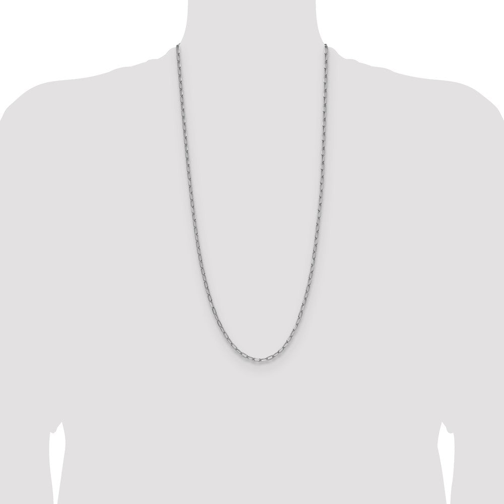 14k White Gold 3.7mm Semi-Solid Beveled Paperclip Chain (4.38 grams)