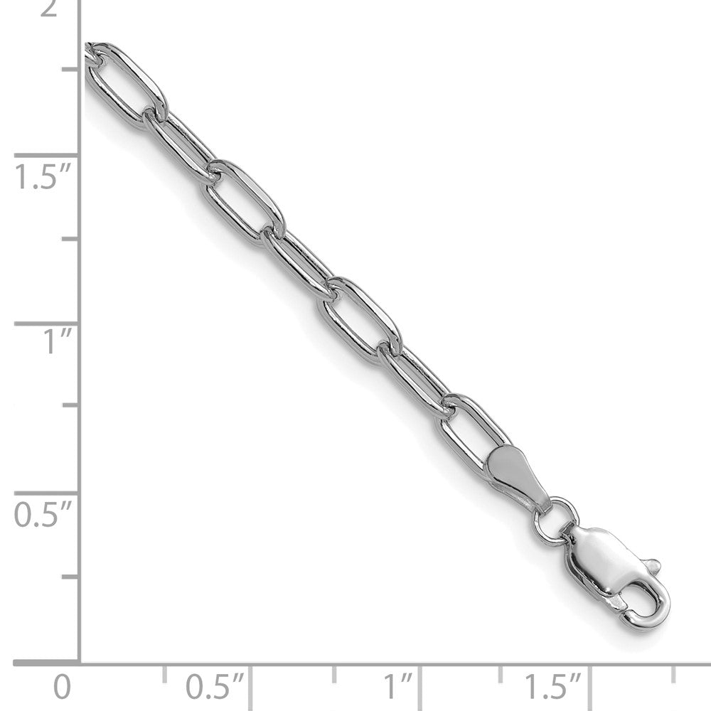 14k White Gold 3.7mm Semi-Solid Beveled Paperclip Chain Bracelet (2.26 grams)