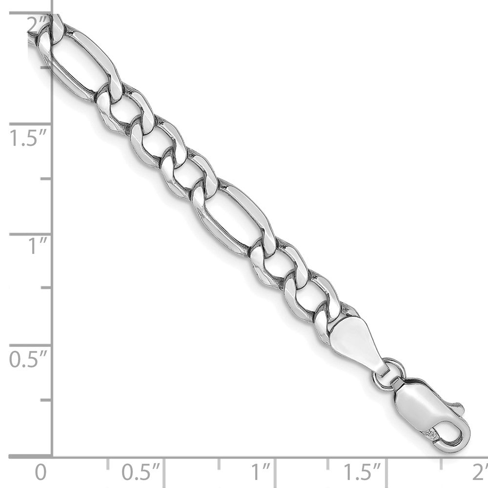 14k WG 5.75mm Semi-Solid Figaro Chain Bracelet (3.49 grams)