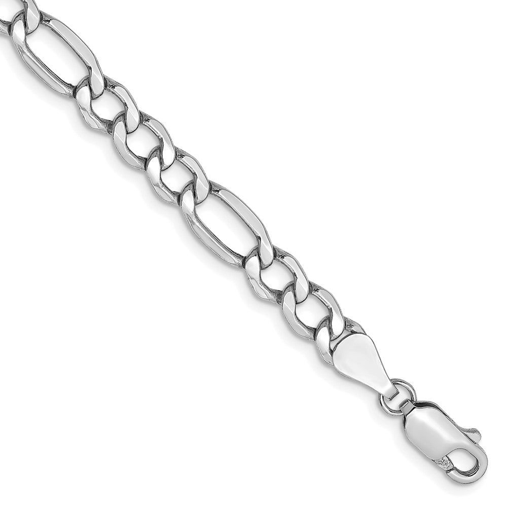 14k WG 5.75mm Semi-Solid Figaro Chain Bracelet (3.49 grams)