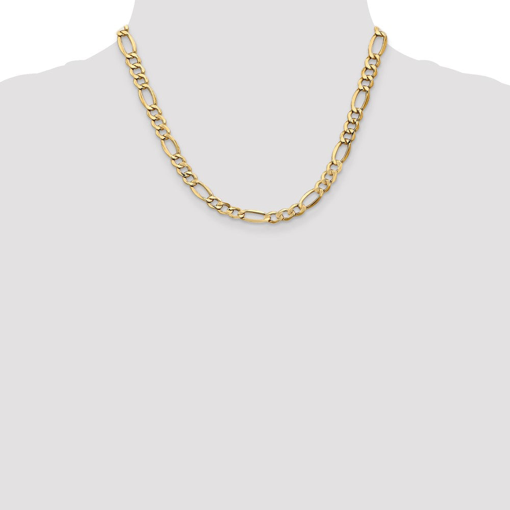 14k 7.3mm Semi-Solid Figaro Chain (12.54 grams)