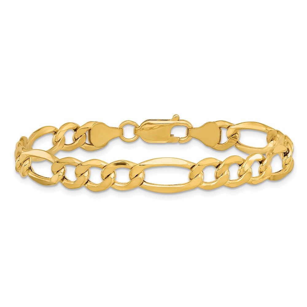 14k 7.3mm Semi-Solid Figaro Chain Bracelet (5.52 grams)