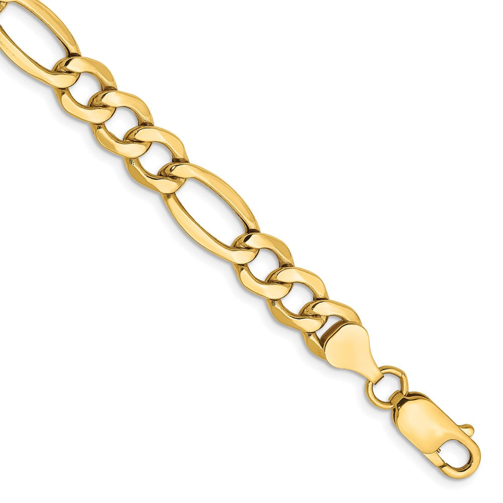 14k 7.3mm Semi-Solid Figaro Chain Bracelet (5.52 grams)