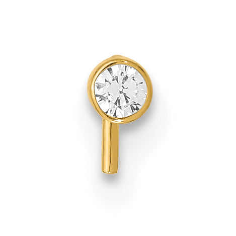 14k 22 Gauge 2.5mm CZ Nose Stud (0.08 grams)