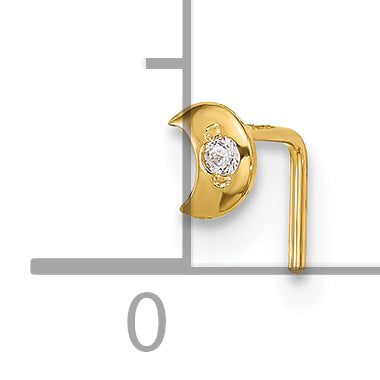 14k 23 Gauge CZ Moon Nose Stud (0.07 grams)