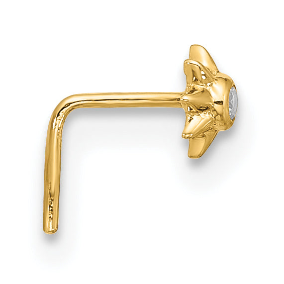 14k 23 Gauge CZ Sun Nose Stud (0.12 grams)