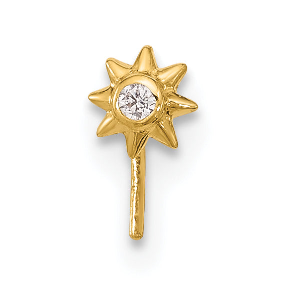 14k 23 Gauge CZ Sun Nose Stud (0.12 grams)