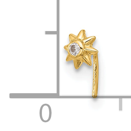14k 23 Gauge CZ Sun Nose Stud (0.12 grams)