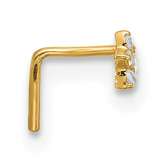 14k 22 Gauge CZ Star Nose Stud (0.1 grams)