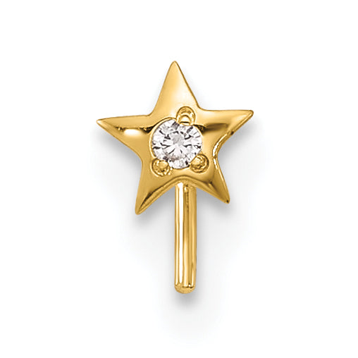14k 23 Gauge CZ Star Nose Stud (0.08 grams)