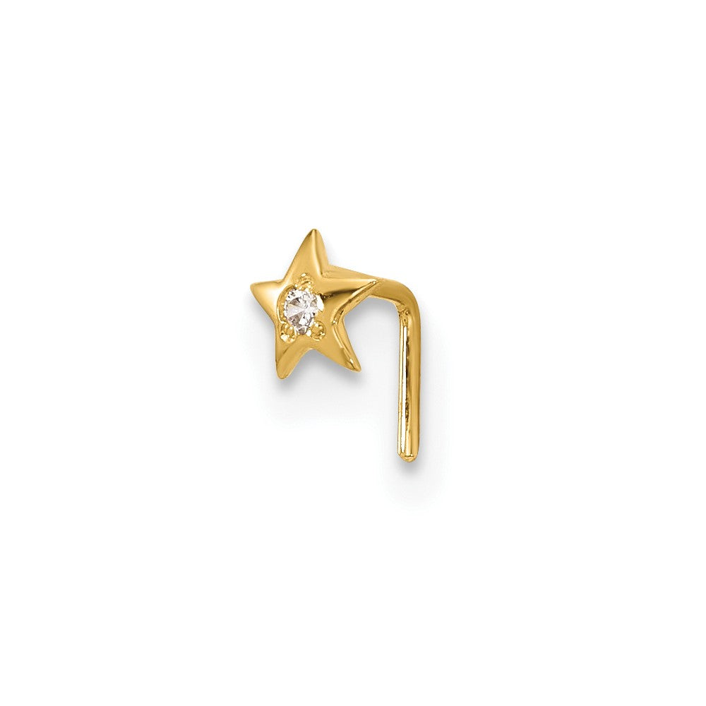 14k 23 Gauge CZ Star Nose Stud (0.08 grams)