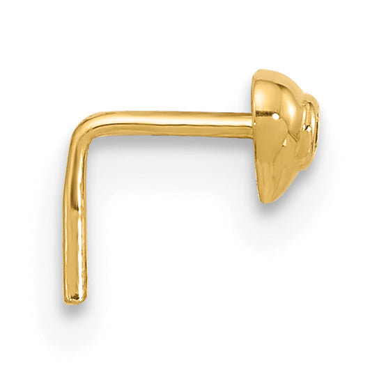 14k 22 Gauge CZ Heart Nose Stud (0.12 grams)