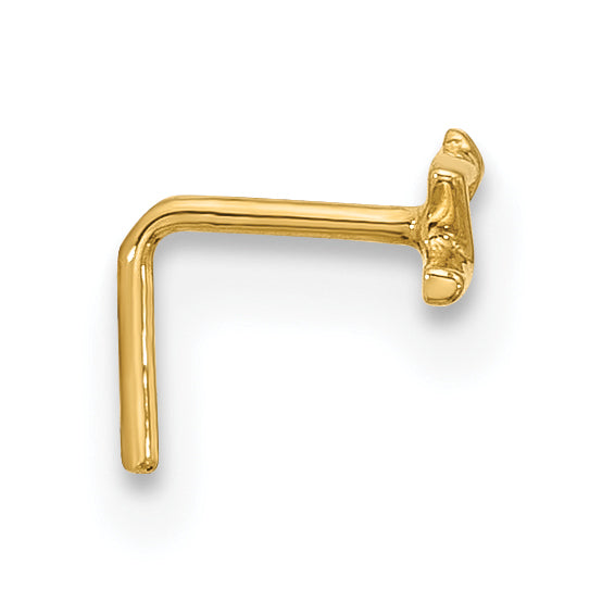 14k 22 Gauge Lightning Bolt Nose Stud (0.09 grams)