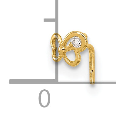 14k 23 Gauge CZ Butterfly Nose Stud (0.09 grams)