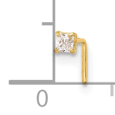 14k 22 Gauge 2.5mm Square CZ Nose Stud (0.08 grams)