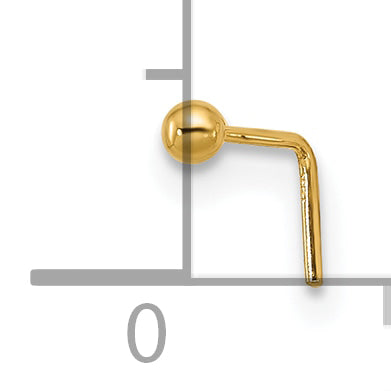 14k 22 Gauge Polished 2mm Ball Nose Stud (0.08 grams)