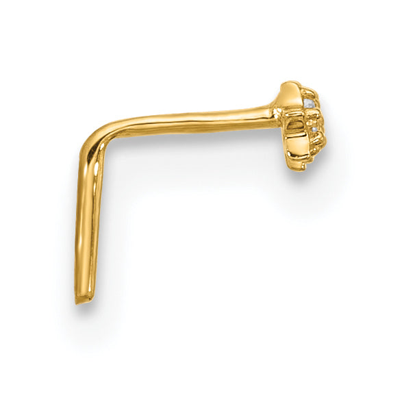 14k 22 Gauge CZ 3-Star Nose Stud (0.1 grams)