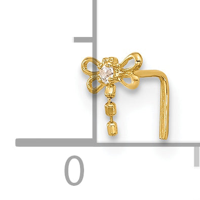 14k 22 Gauge CZ Butterfly Nose Stud (0.07 grams)