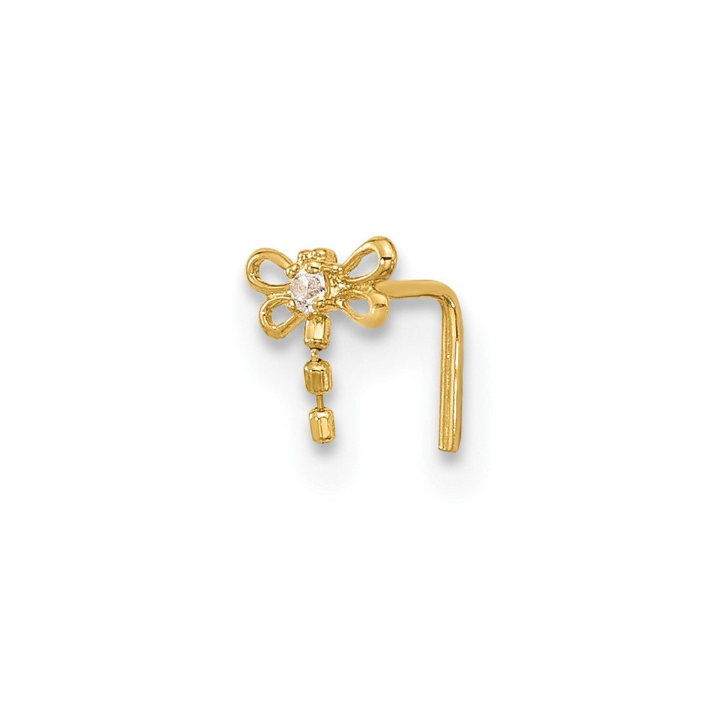 14k 22 Gauge CZ Butterfly Nose Stud (0.07 grams)