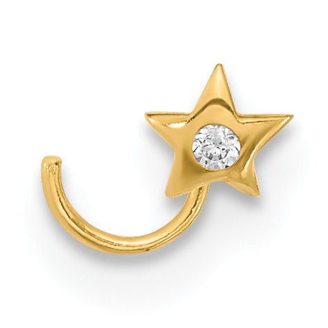 14K 22 Gauge Star with CZ Nose Ring Body Jewelry (0.09 grams)