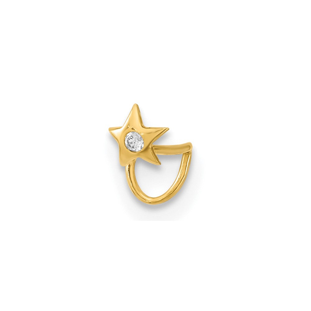 14K 22 Gauge Star with CZ Nose Ring Body Jewelry (0.09 grams)