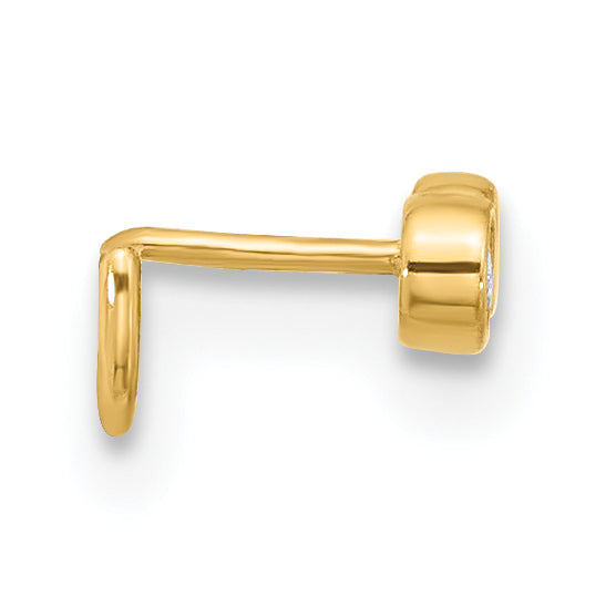 14K 22 Gauge Double Circle CZ Nose Ring Body Jewelry (0.14 grams)