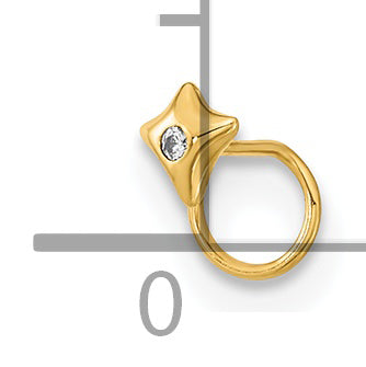 14K 22 Gauge Square with CZ Nose Ring Body Jewelry (0.09 grams)