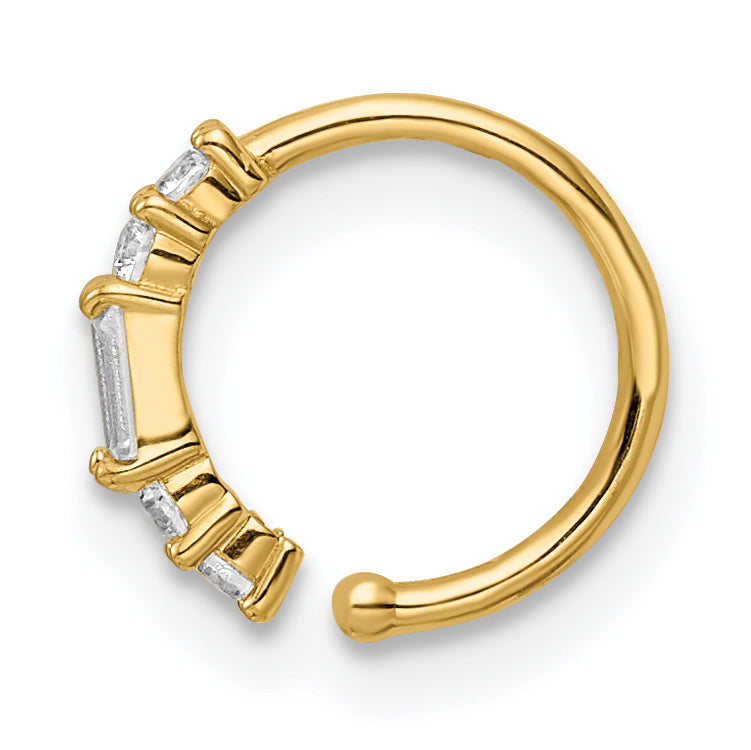 14k 20 Gauge CZ Nose Ring / Ear Cuff (0.29 grams)