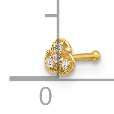 14K 20 Gauge Polished CZ Nose Stud (0.11 grams)