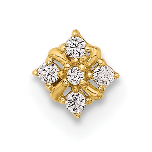 14K 20 Gauge Polished CZ Nose Stud (0.19 grams)