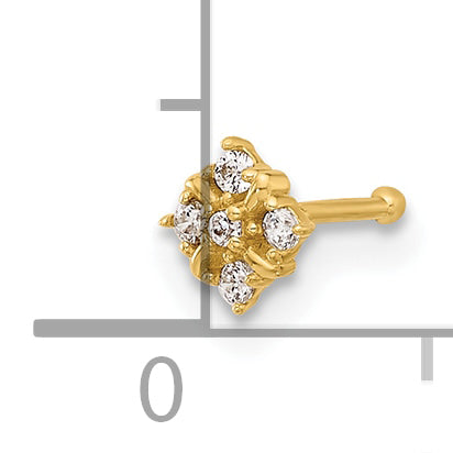 14K 20 Gauge Polished CZ Nose Stud (0.19 grams)